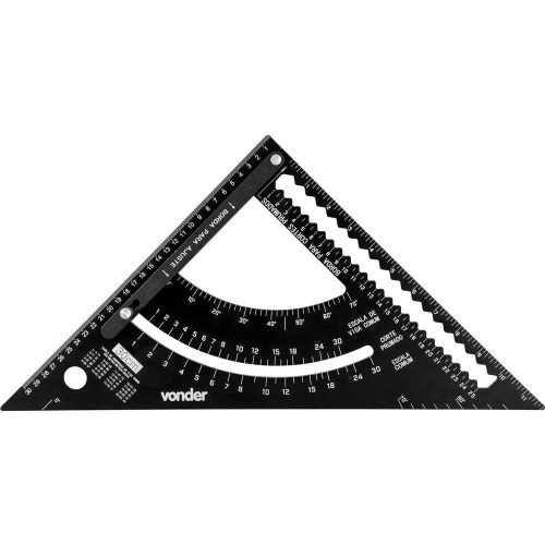 Esquadro tri�ngular de alum�nio 300 mm com goni�metro