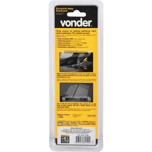 Estilete para acr�lico 11,4 mm com 2 l�minas tipo gancho