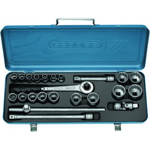 Jogo de soquetes estriados 12 a 32 mm encaixe 1/2 Jogo de soquetes estriados 12 a 32 mm encaixe 1/2