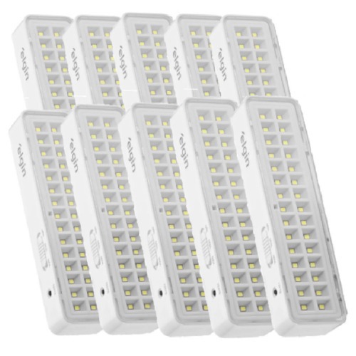 Kit 10 Lumin�rias de emerg�ncia 30 Leds branca  110V/220V
