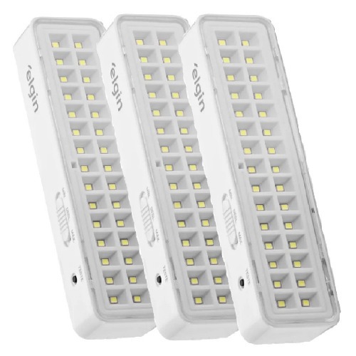 Kit 3 Luminárias de emergência 30 Leds branca 110V/220V Kit 3 Luminárias de emergência 30 Leds branca 110V/220V