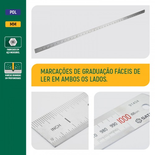 Escala m�trica em a�o inoxid�vel 1000 mm - ST91402