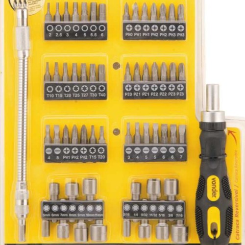 Jogo de bits e ponteiras encaixe sextavado de 1/4