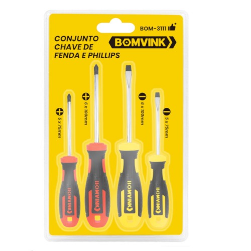 Chave de fenda e phillips 4 peças - BOM-3111 Chave de fenda e phillips 4 peças - BOM-3111