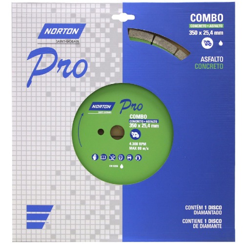 Disco diamantado segmentado 350 mm para concreto e asfalto - Pro
