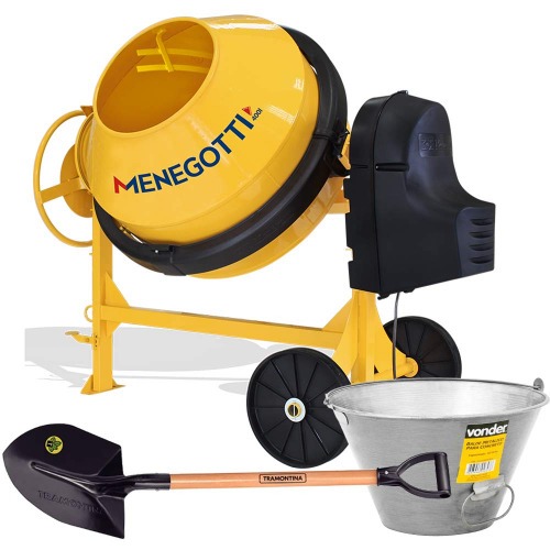 Kit Betoneira 400L 2 hp monof�sica Prime + Balde met�lico 10L e P� de bico 