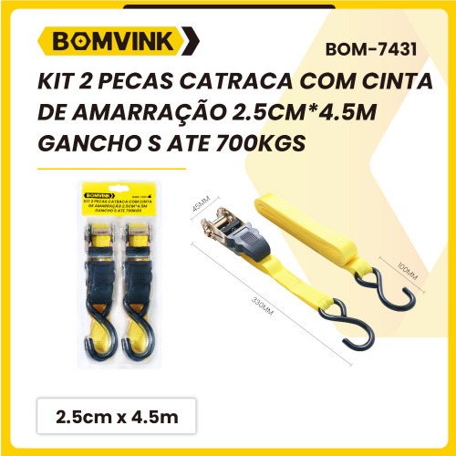 Cinta para amarra��o de carga 2.5 cm x 4.5m at� 700 kg com 2 pe�as