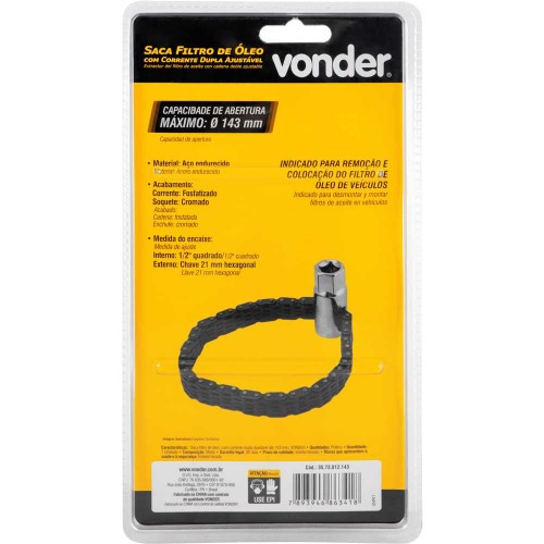 Saca filtro de óleo com corrente dupla ajustável até 143 mm Saca filtro de óleo com corrente dupla ajustável até 143 mm