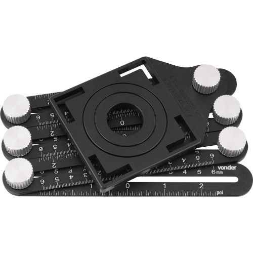 Esquadro em alum�nio ajust�vel com 6 r�guas de 12 cm