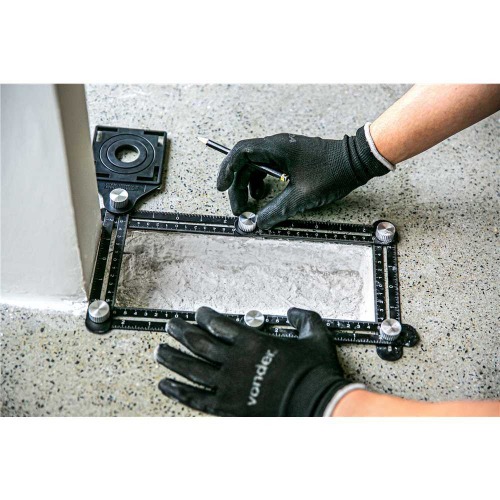 Esquadro em alum�nio ajust�vel com 6 r�guas de 12 cm