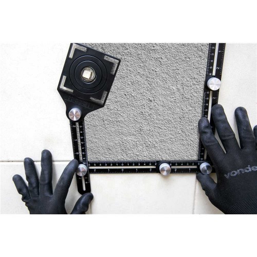 Esquadro em alum�nio ajust�vel com 6 r�guas de 12 cm