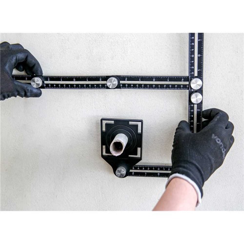 Esquadro em alum�nio ajust�vel com 6 r�guas de 12 cm