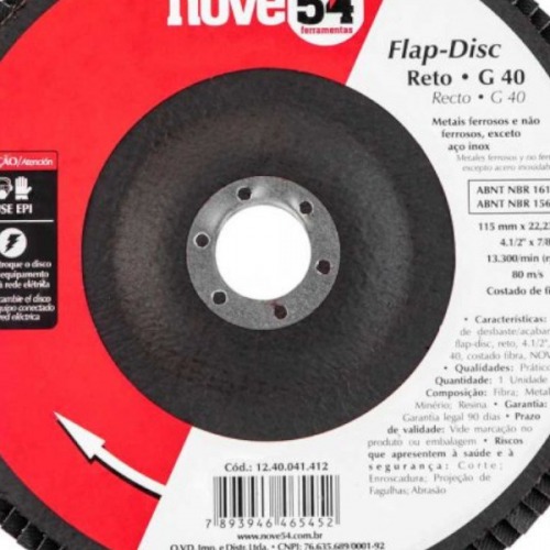 Disco de lixa flap disc reto 4.1/2