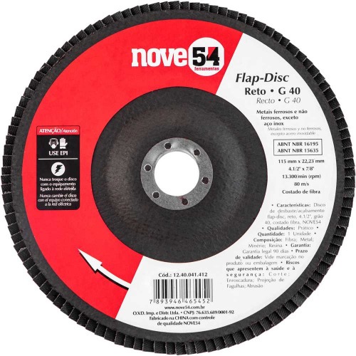 Disco de lixa flap disc reto 4.1/2