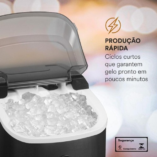 Maquina de gelo 15 kg Nugget ice titanium preta - EMG05 110V Maquina de gelo 15 kg Nugget ice titanium preta - EMG05 110V