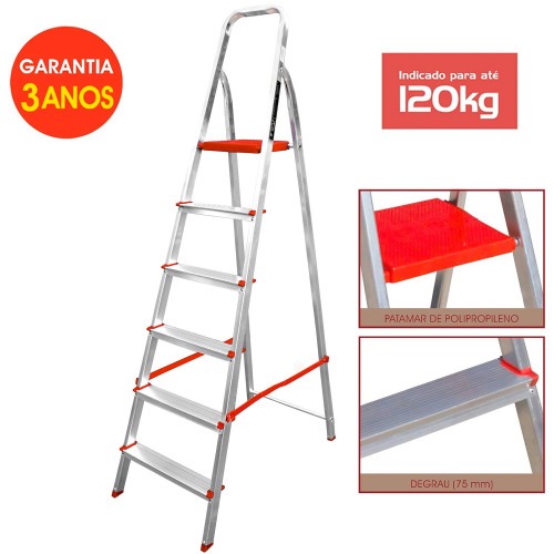 Escada de alum�nio 6 degraus residencial - ESC0065