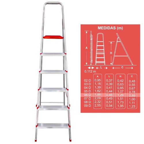 Escada de alum�nio 6 degraus residencial - ESC0065