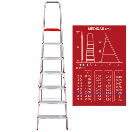 Escada de alum�nio 7 degraus residencial - ESC0066