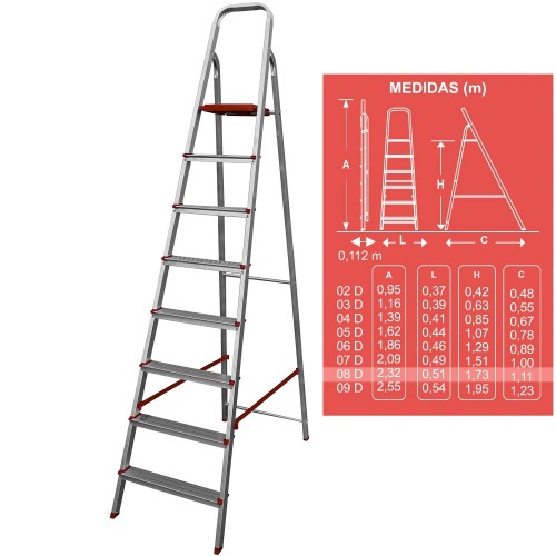 Escada de alum�nio 8 degraus residencial - ESC0067