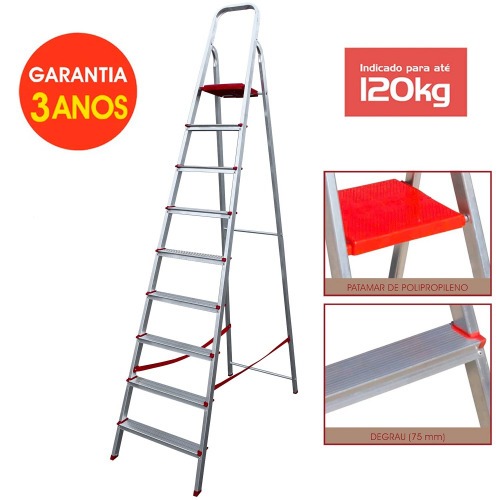 Escada de alum�nio 9 degraus residencial - ESC0068