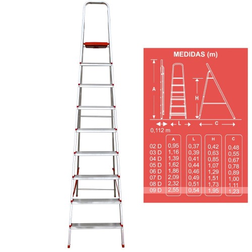 Escada de alum�nio 9 degraus residencial - ESC0068