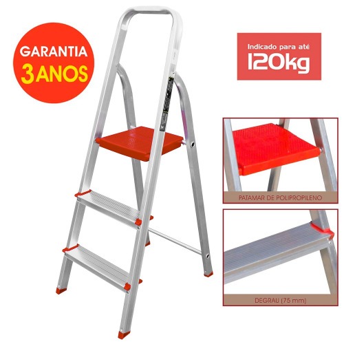 Escada de alum�nio 3 degraus residencial - ESC0062