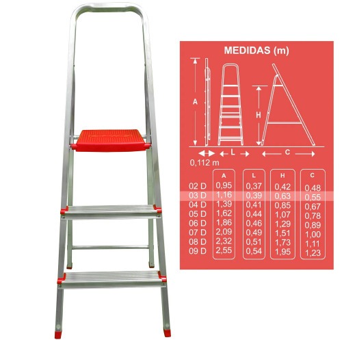 Escada de alum�nio 3 degraus residencial - ESC0062