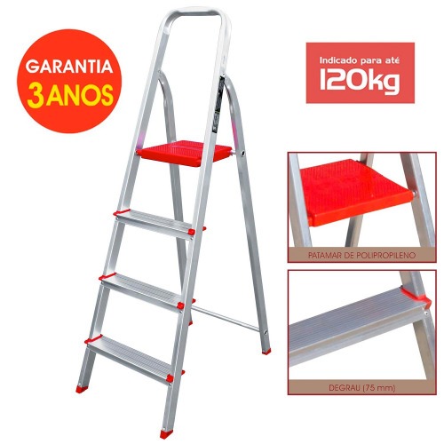 Escada de alum�nio 4 degraus residencial - ESC0063