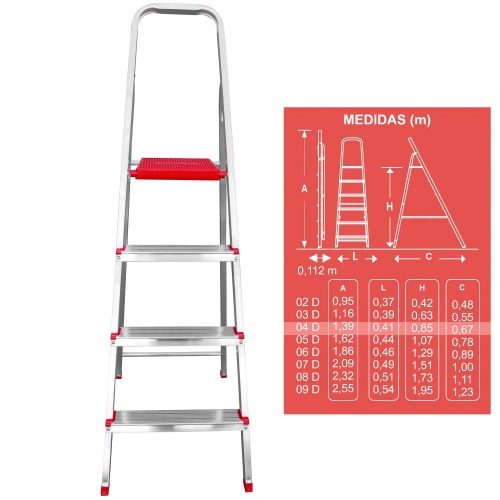 Escada de alum�nio 4 degraus residencial - ESC0063