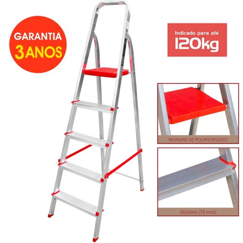Escada de alum�nio 5 degraus residencial - ESC0064