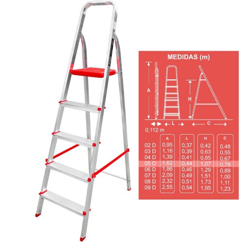 Escada de alum�nio 5 degraus residencial - ESC0064