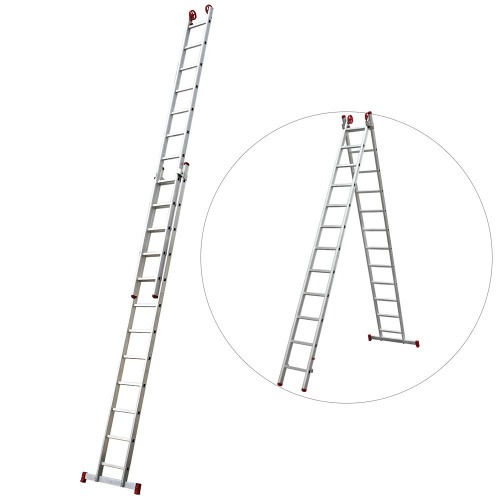 Escada de alum�nio extens�vel 3,52 x 5,98 m 2 x 12 degraus - ESC0621