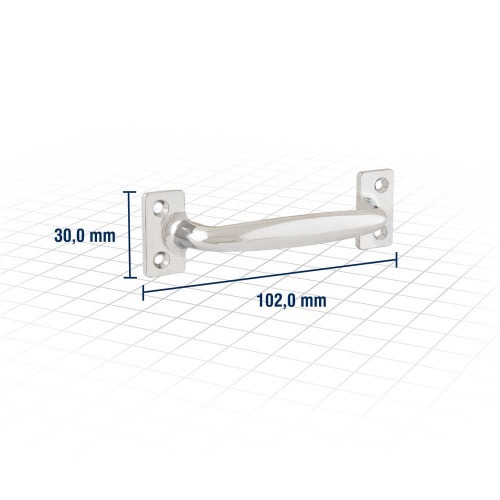 Puxador tipo alça em aço carbono niquelado 102 mm Puxador tipo alça em aço carbono niquelado 102 mm