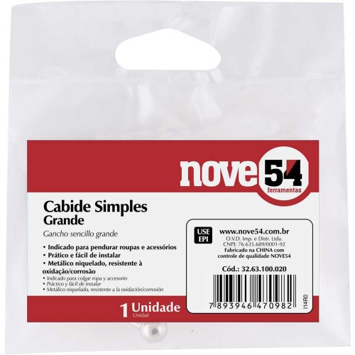 Cabide simples grande em metal niquelado