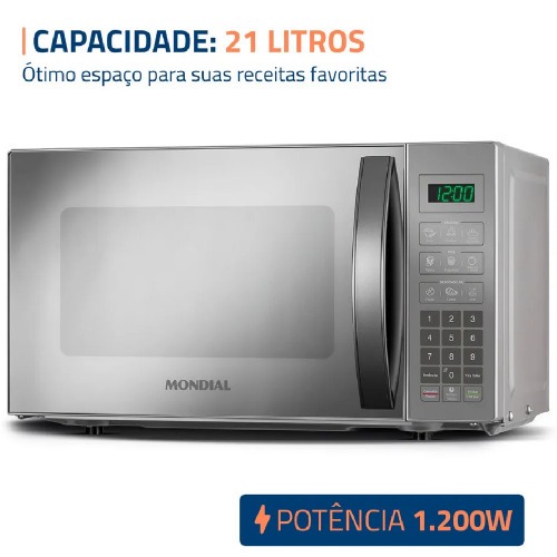 Micro-ondas 21 litros 1200W 10 n�veis de pot�ncia - MO-01-21E  110V