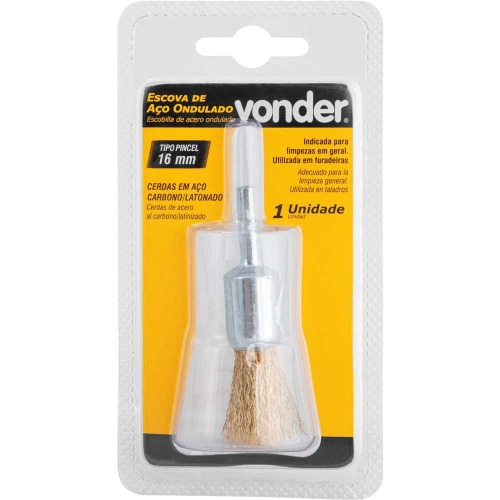 Escova de a�o latonado tipo pincel 16 mm