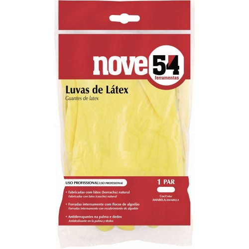 Luva de l�tex antiderrapante com forro amarela