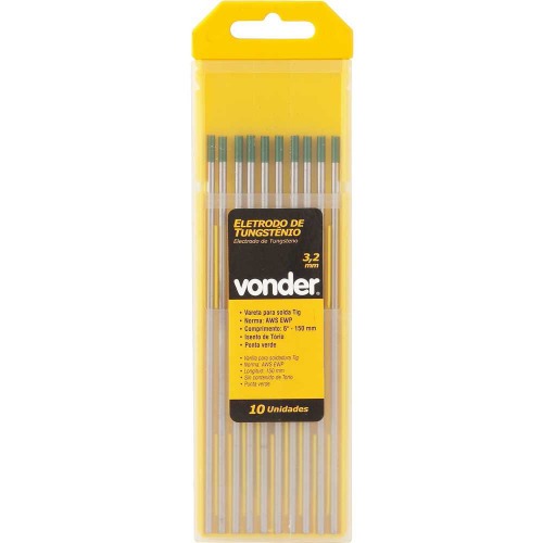 Eletrodo de tungstênio ponta verde puro 3,2 m 10 unidades Eletrodo de tungstênio ponta verde puro 3,2 m 10 unidades