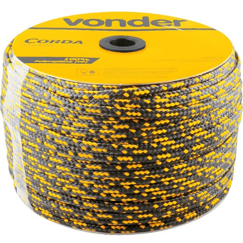 Corda multifilamento trançada 10 mm x 190 m preta e amarela Corda multifilamento trançada 10 mm x 190 m preta e amarela