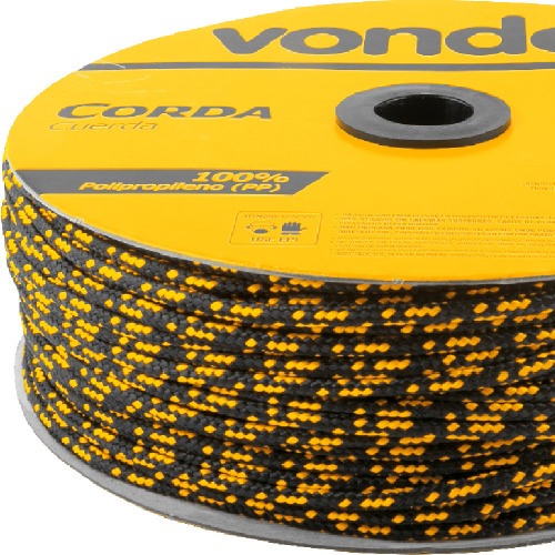Corda multifilamento trançada 3 mm x 625 m preta e amarela Corda multifilamento trançada 3 mm x 625 m preta e amarela
