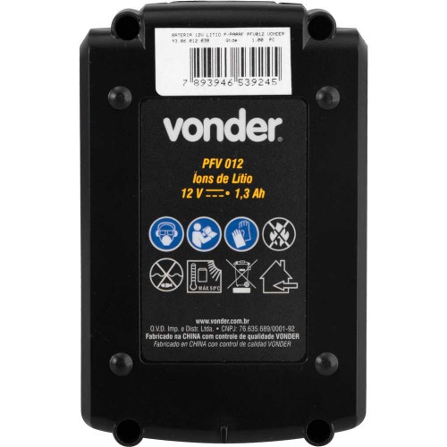 Bateria 12V íons de lítio para Furadeira Parafusadeira - PFV 012 Bateria 12V íons de lítio para Furadeira Parafusadeira - PFV 012