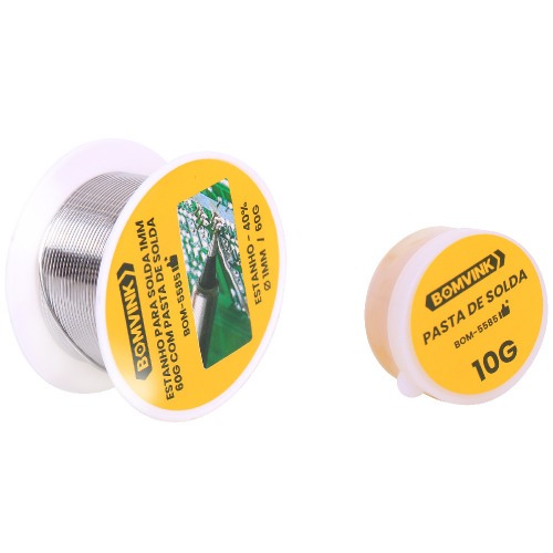 Estanho em fio para solda 1 mm x 3,2 m com pasta de solda - BOM-5585