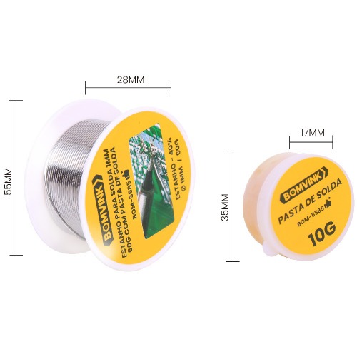 Estanho em fio para solda 1 mm x 3,2 m com pasta de solda - BOM-5585