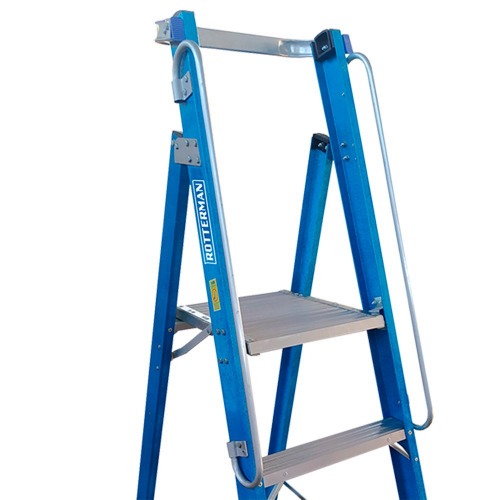 Escada plataforma fibra de vidro 3 degraus 1,20 m com rodas e corrim�o - PAF120