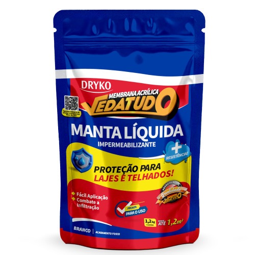 Manta líquida impermeabilizante para lajes e telhados 1,2 Kg - Vedatudo Manta líquida impermeabilizante para lajes e telhados 1,2 Kg - Vedatudo