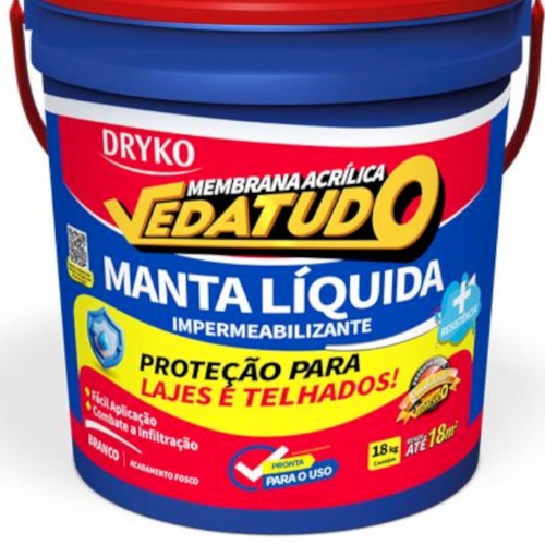 Manta líquida impermeabilizante para lajes e telhados 18 Kg - Vedatudo Manta líquida impermeabilizante para lajes e telhados 18 Kg - Vedatudo