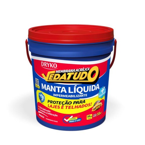 Manta líquida impermeabilizante para lajes e telhados 18 Kg - Vedatudo Manta líquida impermeabilizante para lajes e telhados 18 Kg - Vedatudo