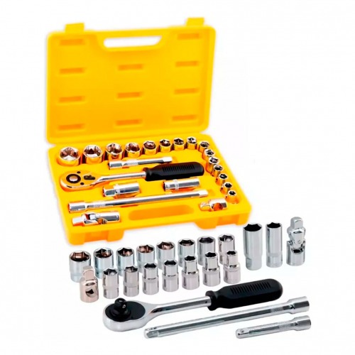 Jogo de soquete sextavado 10 a 32 mm encaixe 1/2 Jogo de soquete sextavado 10 a 32 mm encaixe 1/2