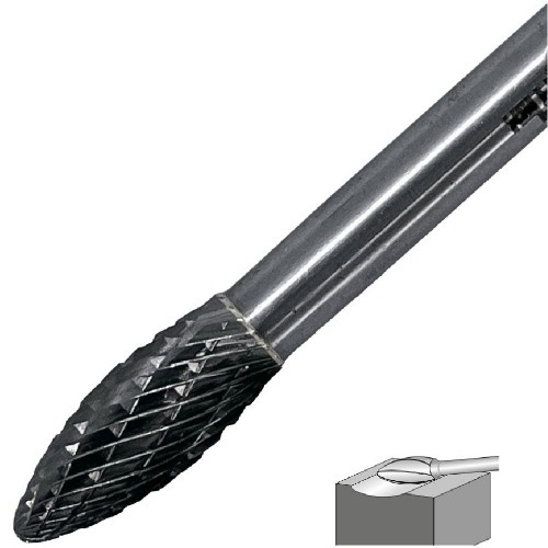 Lima rotativa endurecida em chama 10 x 25 mm haste 6 mm - 23.245