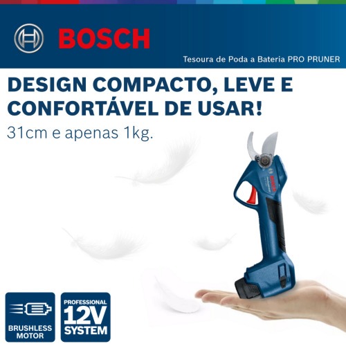 Tesoura para poda a bateria 12V Brushless com 2 baterias e maleta - Pro Pruner  110V/220V